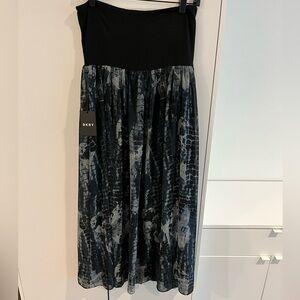 DKNY Convertible Maxi Skirt / Strapless Dress Black Gray, L NWT